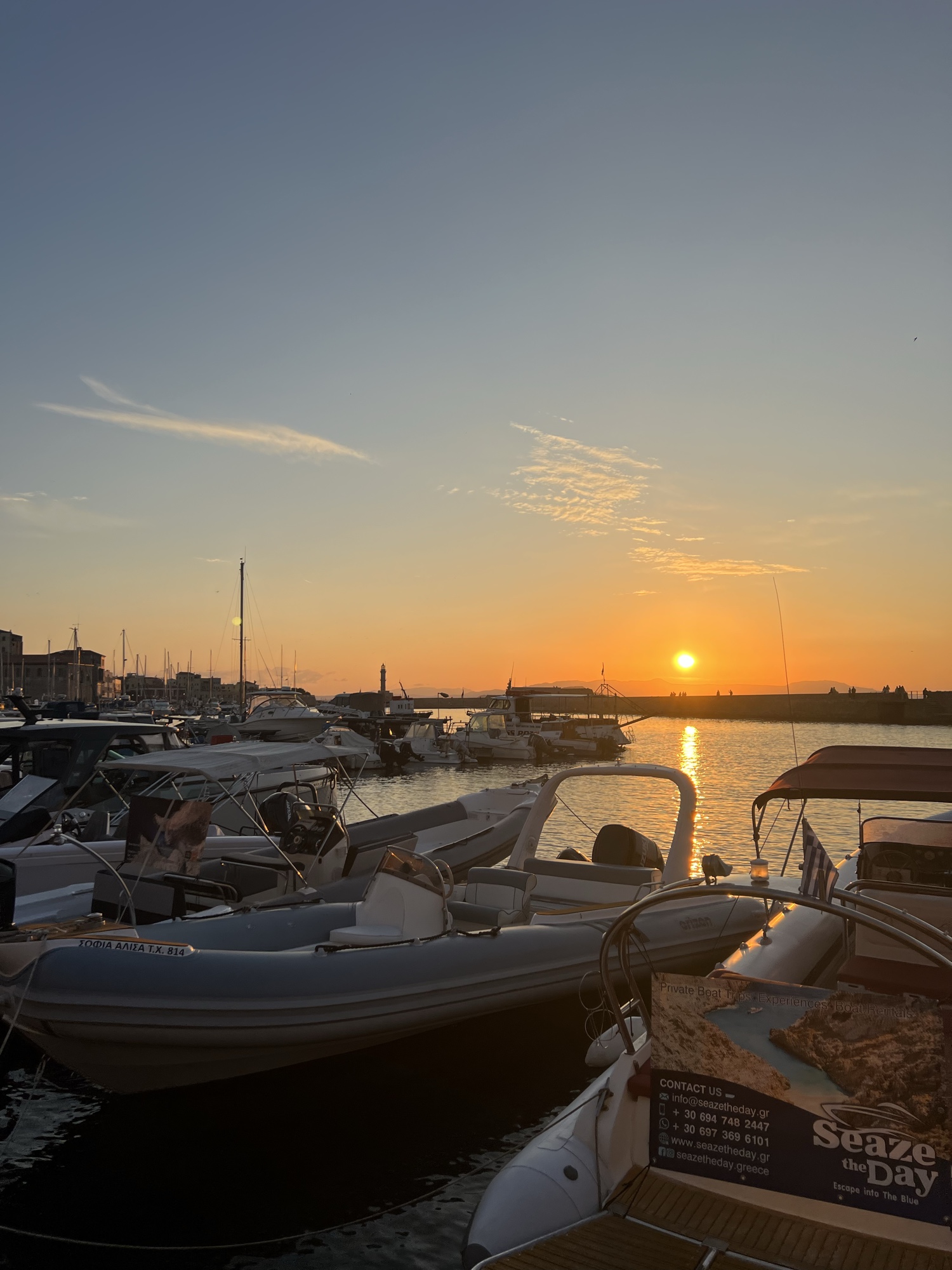 Chania Venetian Harbour illuminated at dusk